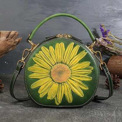 Mala Luna Floral Vintage – Em Couro Genuíno Premium