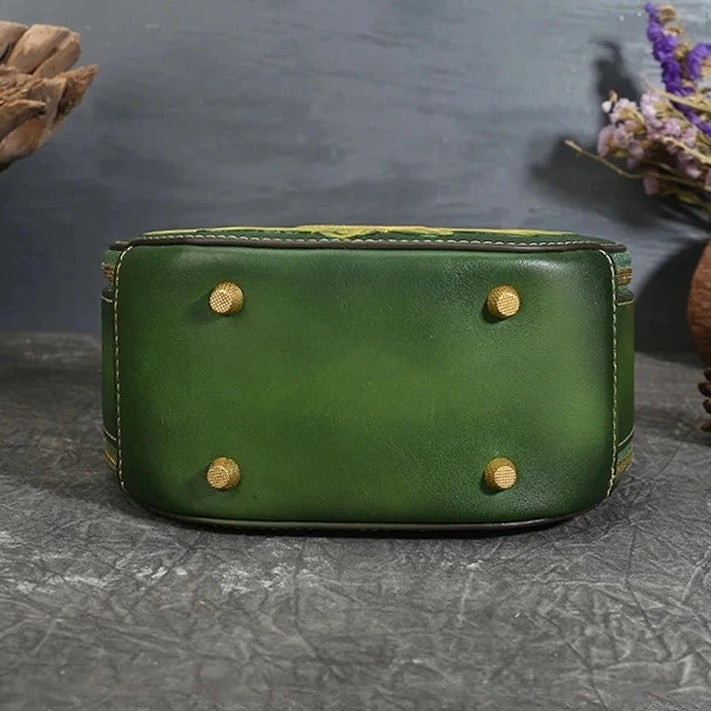 Mala Luna Floral Vintage – Em Couro Genuíno Premium