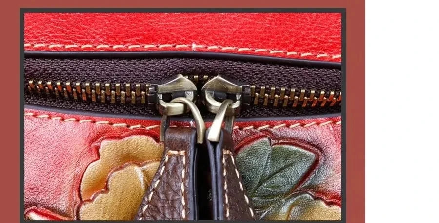Mochila Floral Matilde Vintage – Em Couro Genuíno Premium