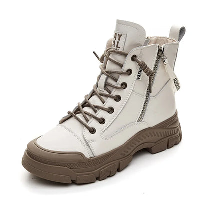 Bottes pour femmes GKTINOO en cuir véritable à semelle épaisse et élégantes