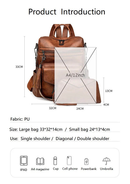 "Duo Fringe" Backpack – Style & Versatility for Travel and Everyday
