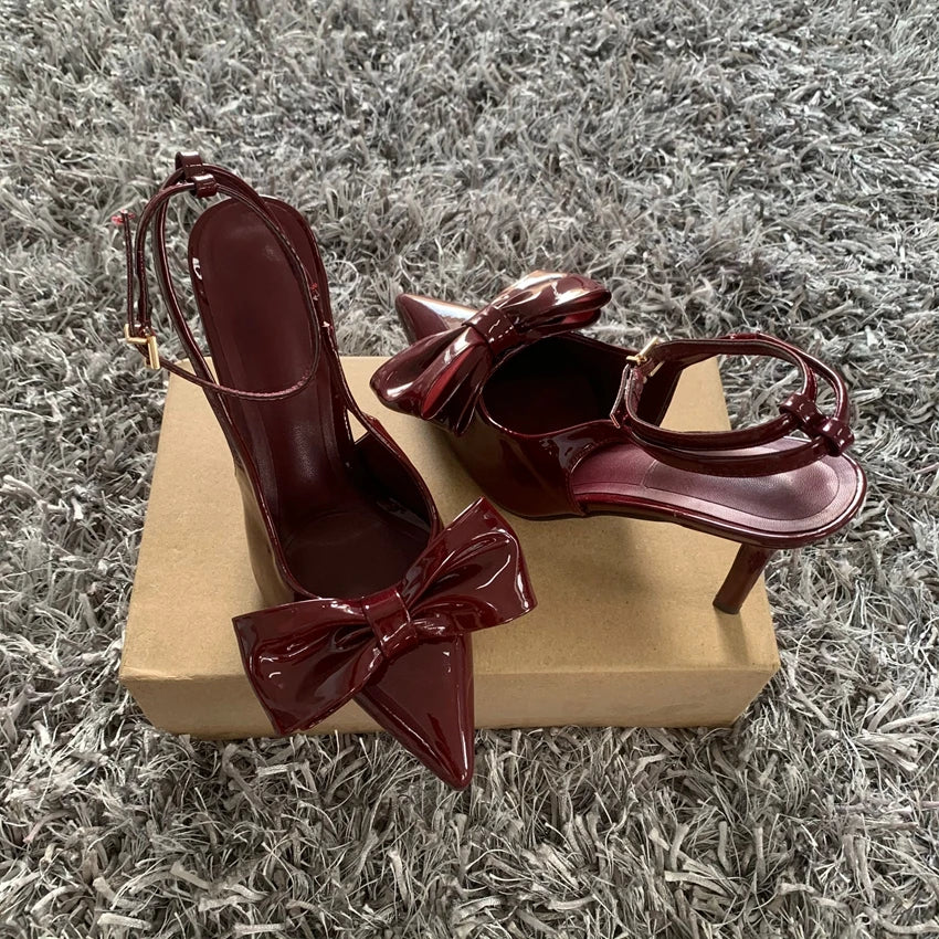 Valentina Bow - Sapatos de Salto Alto com Laço Elegante