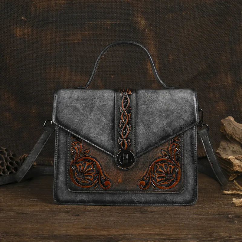 Mala Square Elisa Vintage – Design Floral de Alta Qualidade