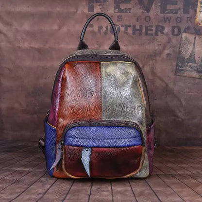 Mochila Patchwork Diana Vintage – Em Couro Genuíno Premium
