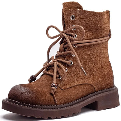 Women's Mid-Calf Leather Boots with Block Heel