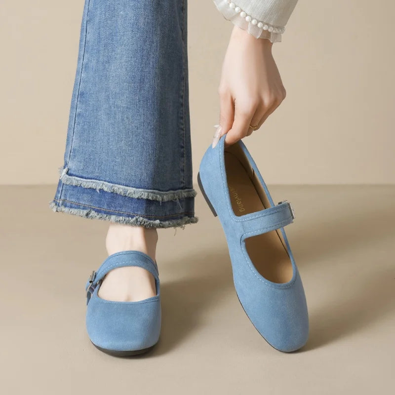 Edana San - Comfortable Flat Shoe (In Suede Leather)