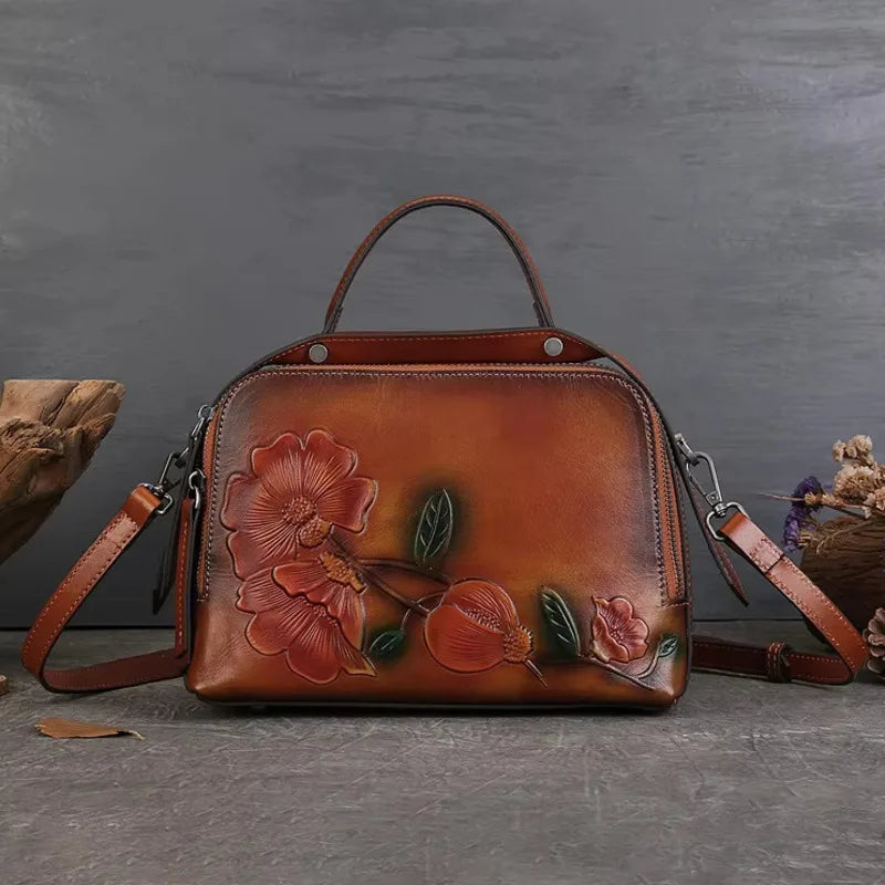Bolsa Verona Vintage – Couro Genuíno com Relevo Artesanal