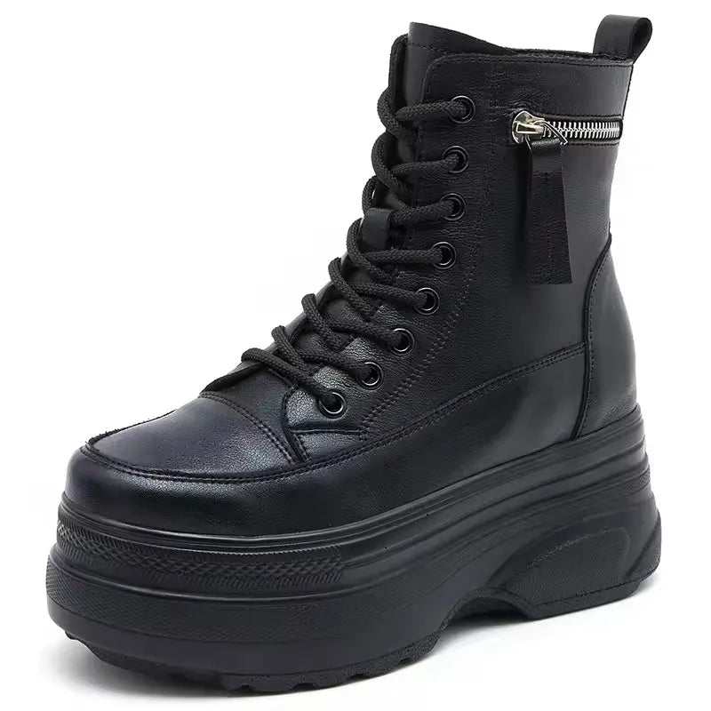 Women's Platform Ankle Boots Genuine Leather