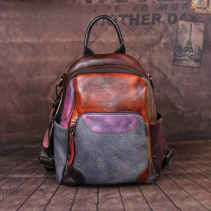 Mochila Patchwork Diana Vintage – Em Couro Genuíno Premium
