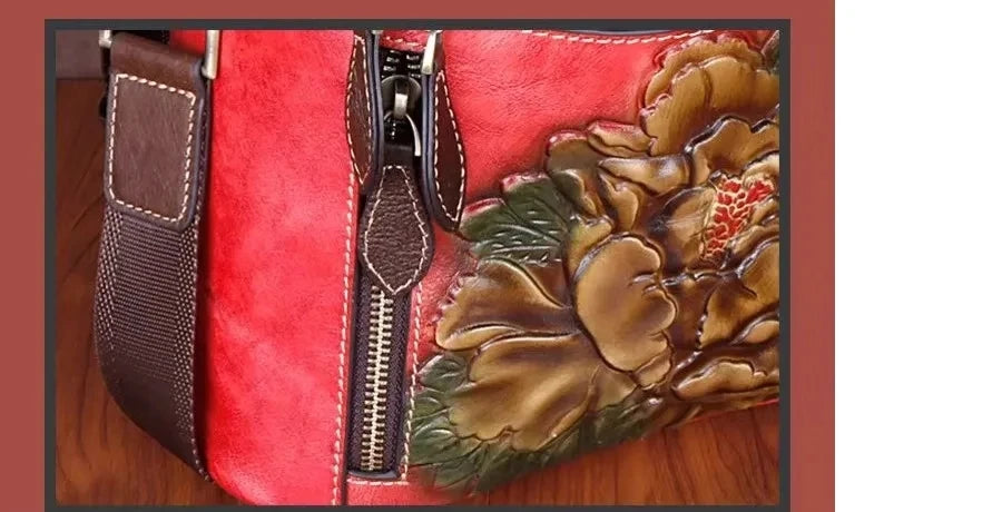 Mochila Floral Matilde Vintage – Em Couro Genuíno Premium