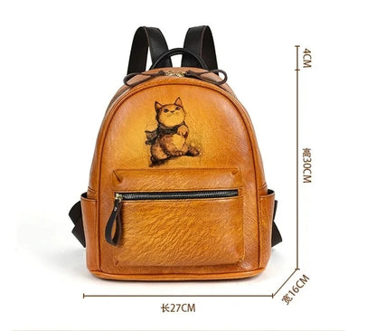Mochila Artística Clara Vintage – Em Couro Genuíno Premium