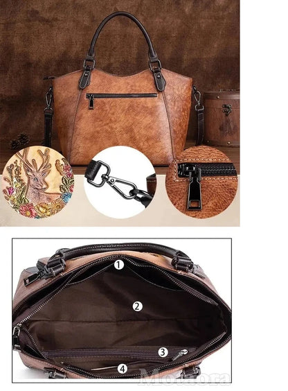 Mala Tote Vitória Vintage – Em Couro Genuíno Premium