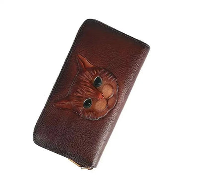 Carteira Gato Luna Vintage – Em Couro Genuíno Premium