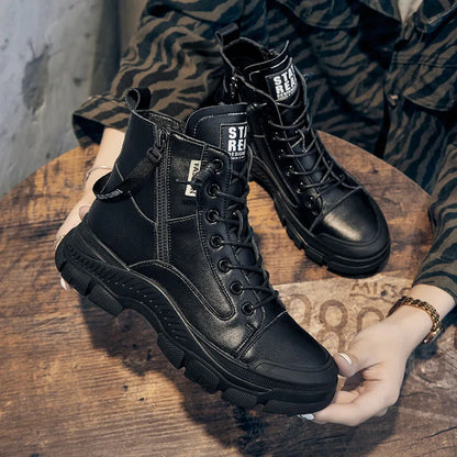 Bottes pour femmes GKTINOO en cuir véritable à semelle épaisse et élégantes