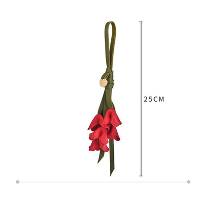 Pendentif sac à main fleuri en cuir PU, marque originale, design exquis, fait main, pendentif fleur artificielle osmanthus tulipe porte-clés
