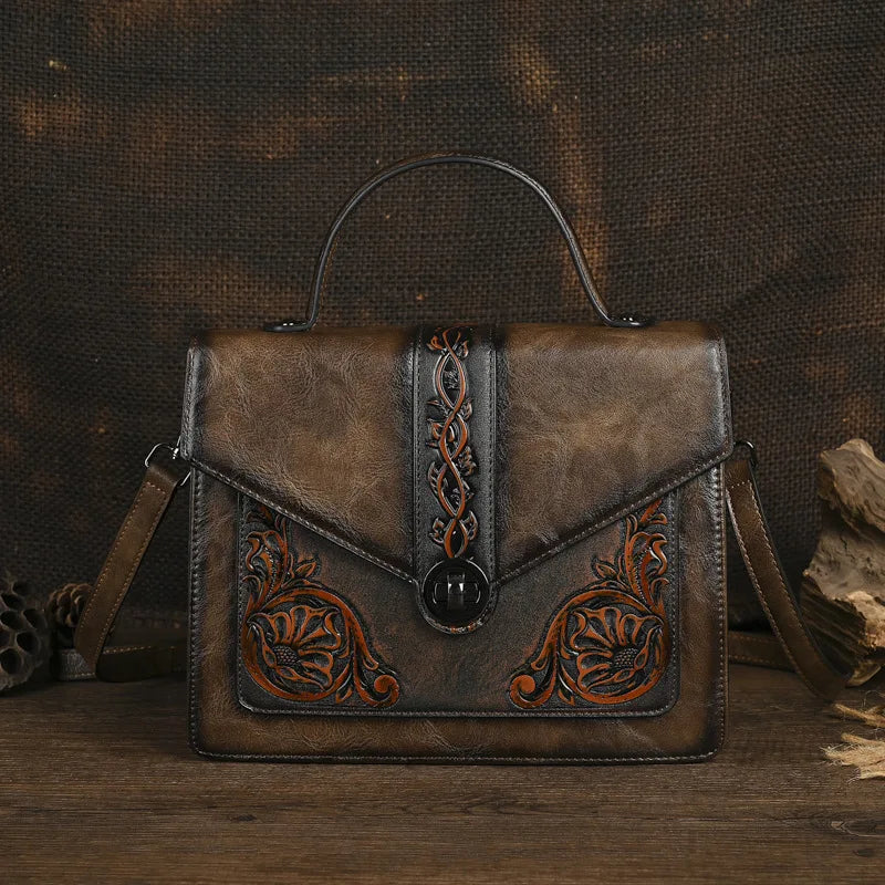 Mala Square Elisa Vintage – Design Floral de Alta Qualidade