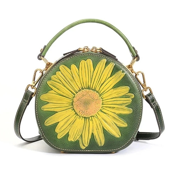 Mala Luna Floral Vintage – Em Couro Genuíno Premium