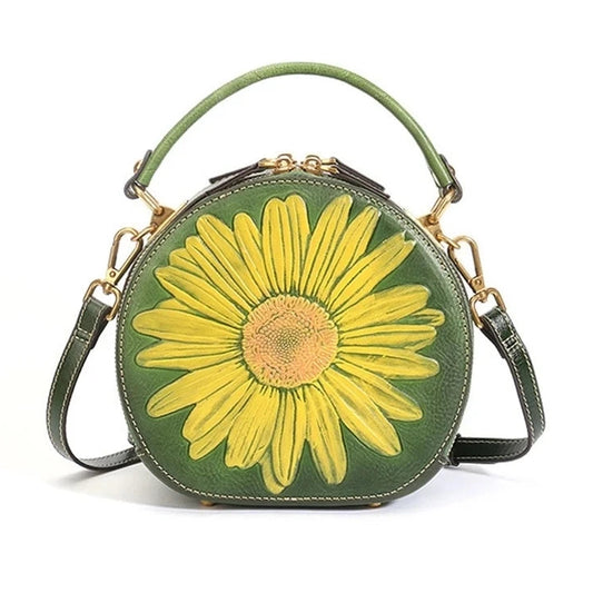 Mala Luna Floral Vintage – Em Couro Genuíno Premium