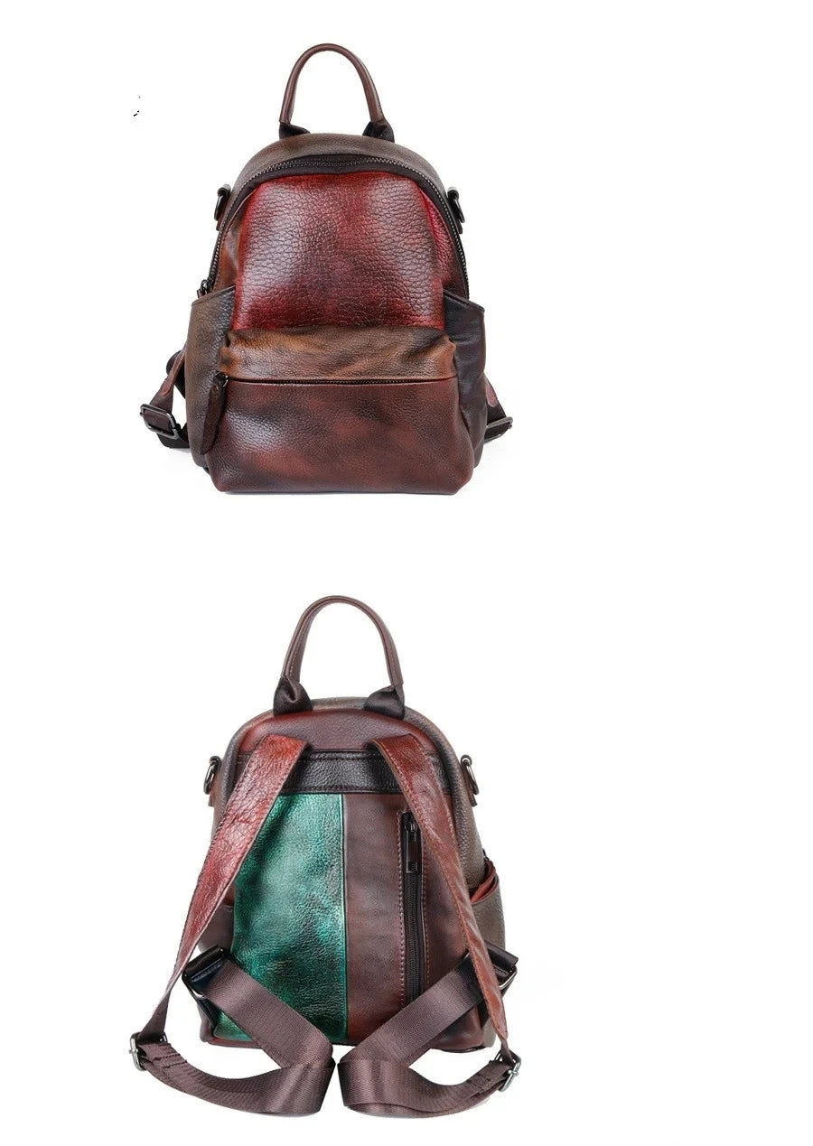 Mochila Patchwork Diana Vintage – Em Couro Genuíno Premium