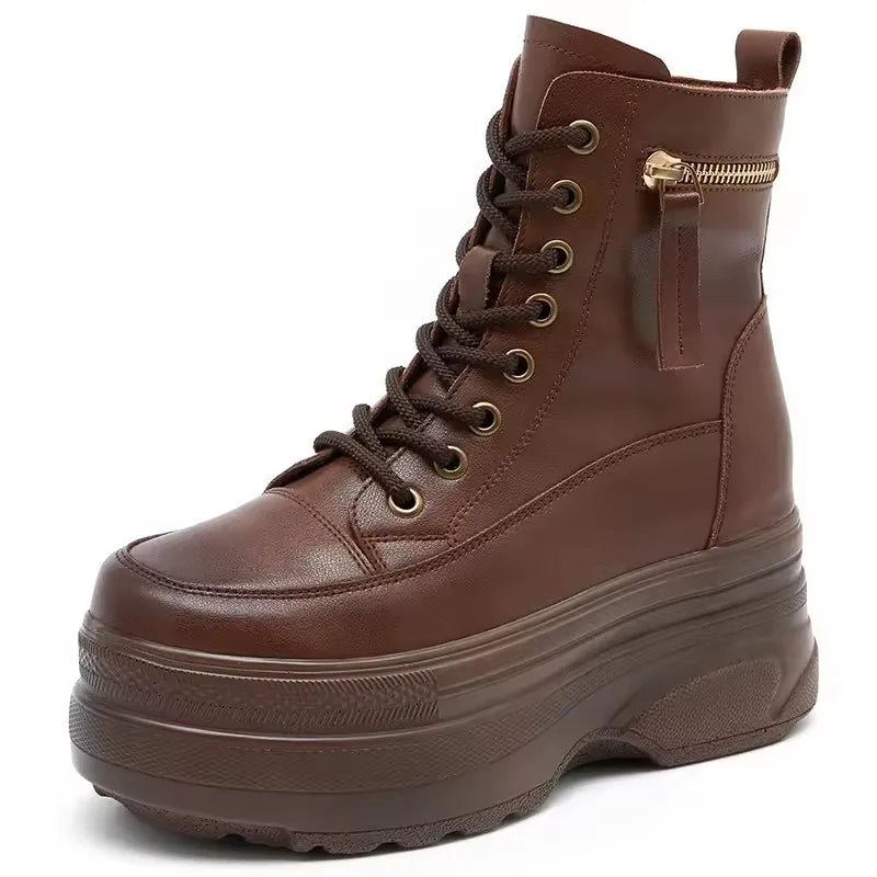 Women's Platform Ankle Boots Genuine Leather