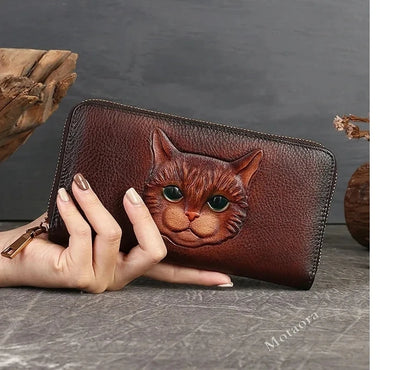 Carteira Gato Luna Vintage – Em Couro Genuíno Premium