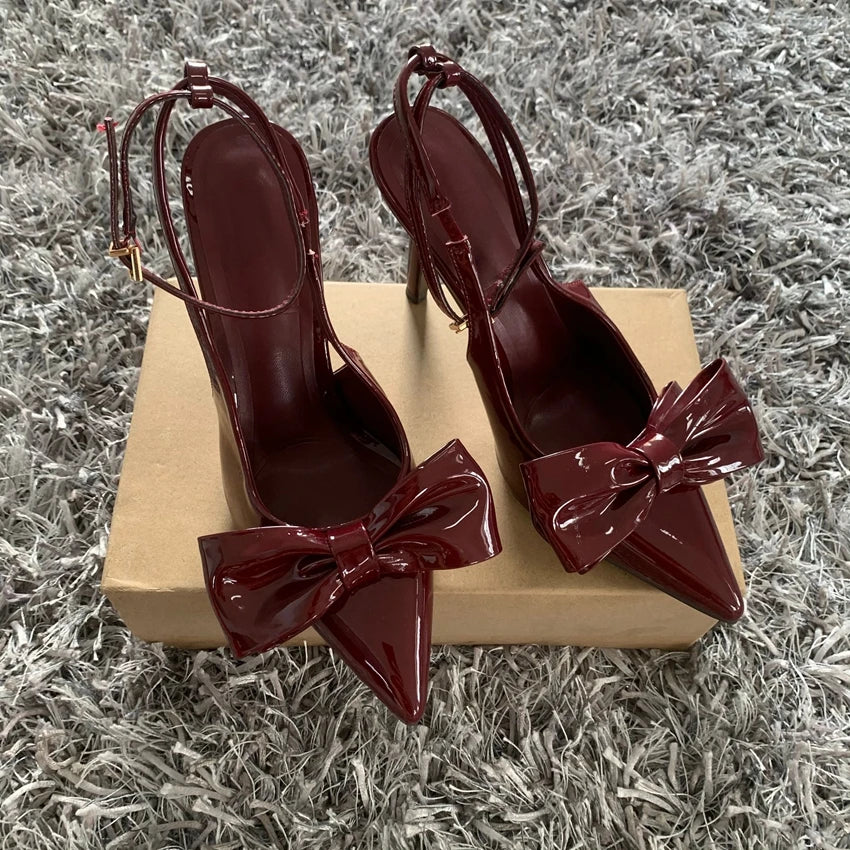 Valentina Bow - Sapatos de Salto Alto com Laço Elegante
