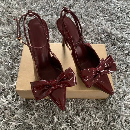Valentina Bow - Sapatos de Salto Alto com Laço Elegante