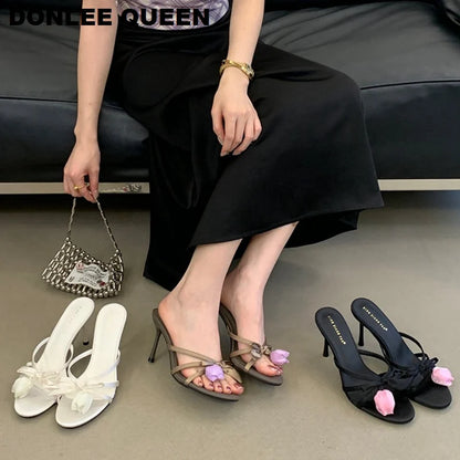 Valentina Satin - Mules Elegantes de Salto Femininas