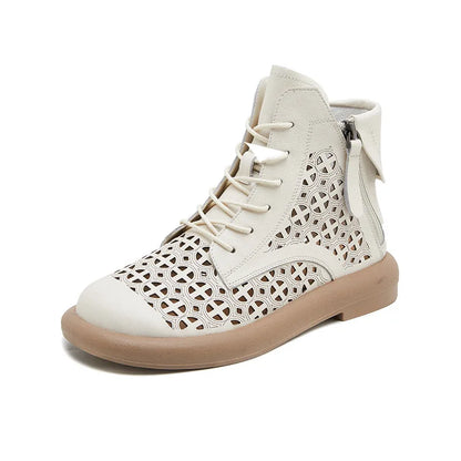 GKTINOO Women's Genuine Leather Cut-Out Breathable Boots