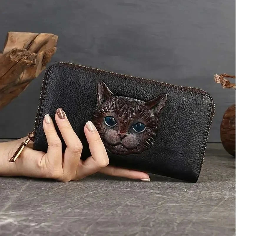 Carteira Gato Luna Vintage – Em Couro Genuíno Premium
