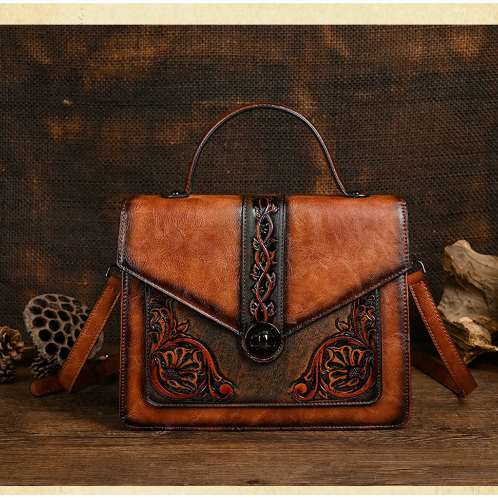 Mala Square Elisa Vintage – Design Floral de Alta Qualidade