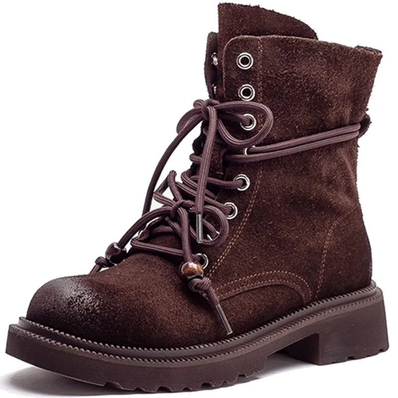 Women's Mid-Calf Leather Boots with Block Heel