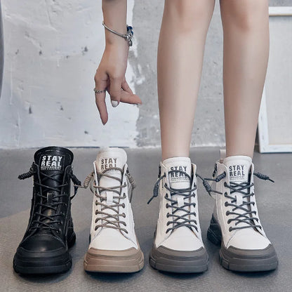Bottes pour femmes GKTINOO en cuir véritable à semelle épaisse et élégantes