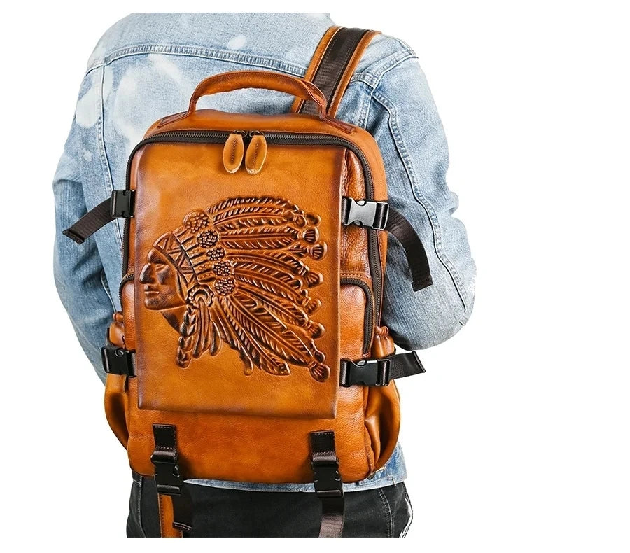 Mochila Premium Aurora Vintage – Em Couro Genuíno de Alta Qualidade