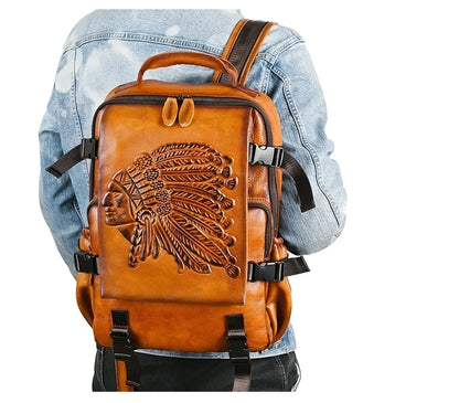 Mochila Premium Aurora Vintage – Em Couro Genuíno de Alta Qualidade