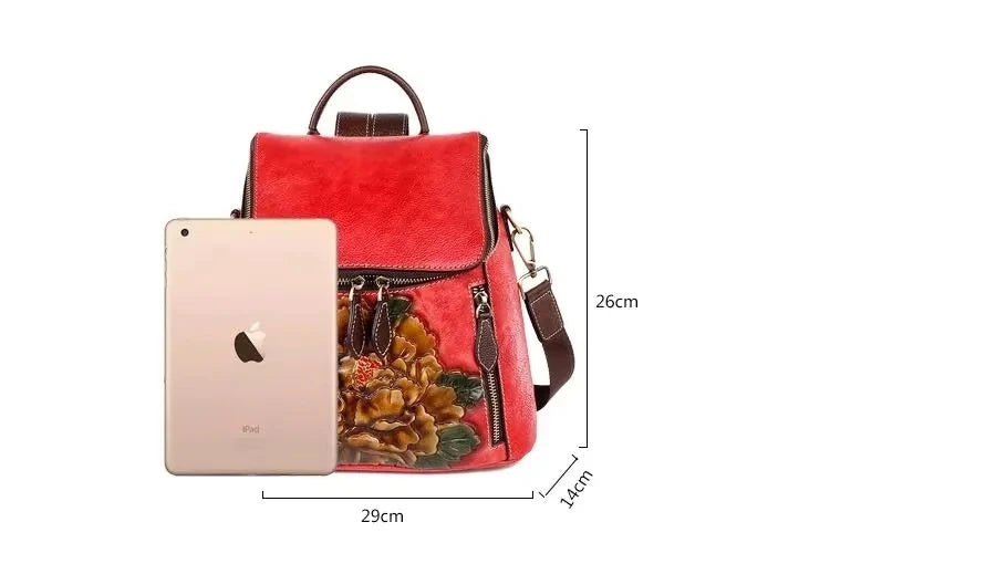 Mochila Floral Matilde Vintage – Em Couro Genuíno Premium