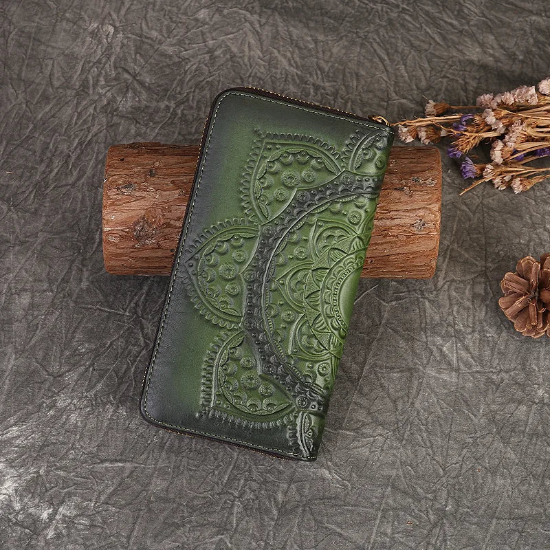 Carteira Floral Mei Vintage – Em Couro Genuíno Premium