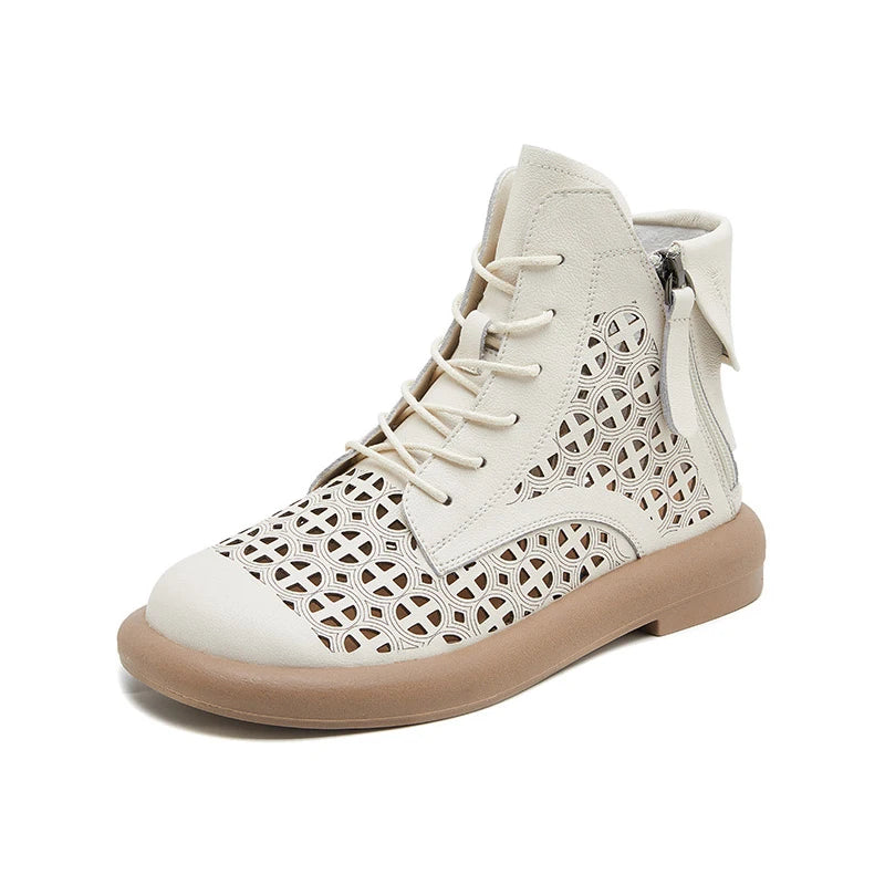 GKTINOO Women's Genuine Leather Cut-Out Breathable Boots