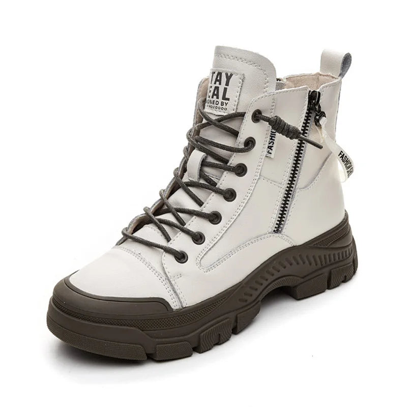 Bottes pour femmes GKTINOO en cuir véritable à semelle épaisse et élégantes