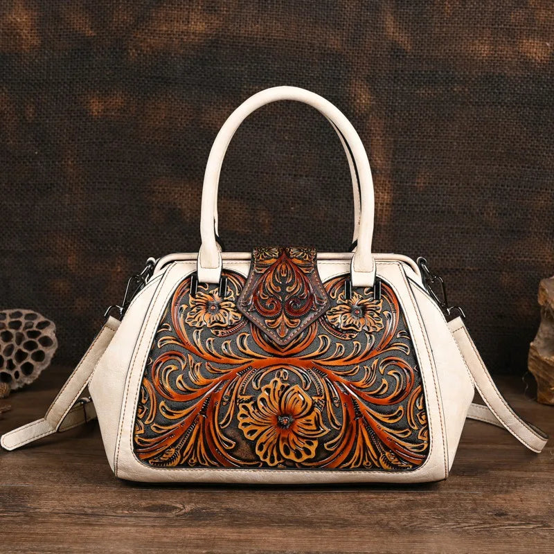 Mala Tote Amélia Vintage – Acabamento Floral de Alta Qualidade