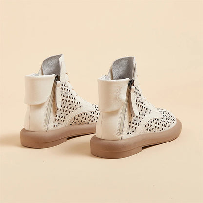 GKTINOO Women's Genuine Leather Cut-Out Breathable Boots