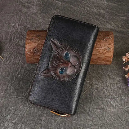 Carteira Gato Luna Vintage – Em Couro Genuíno Premium