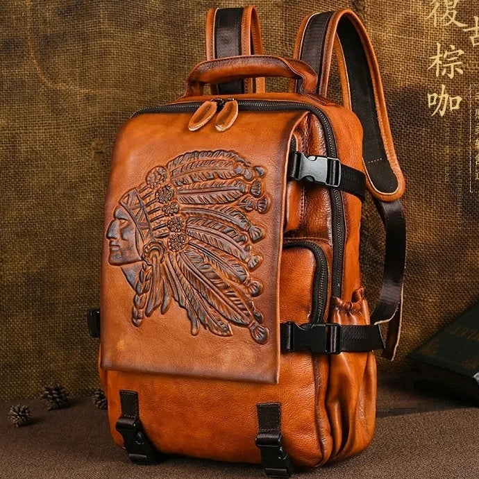 Mochila Premium Aurora Vintage – Em Couro Genuíno de Alta Qualidade