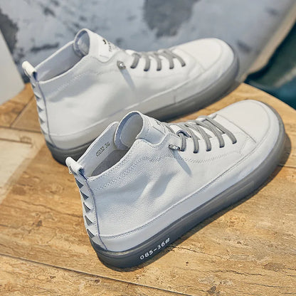 Women's Genuine Leather Lace-Up Sneakers