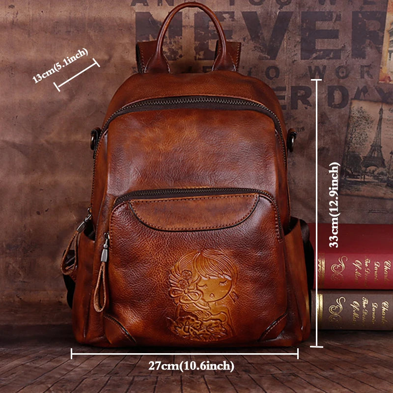 Mochila Vintage Laura – Em Couro Genuíno Premium