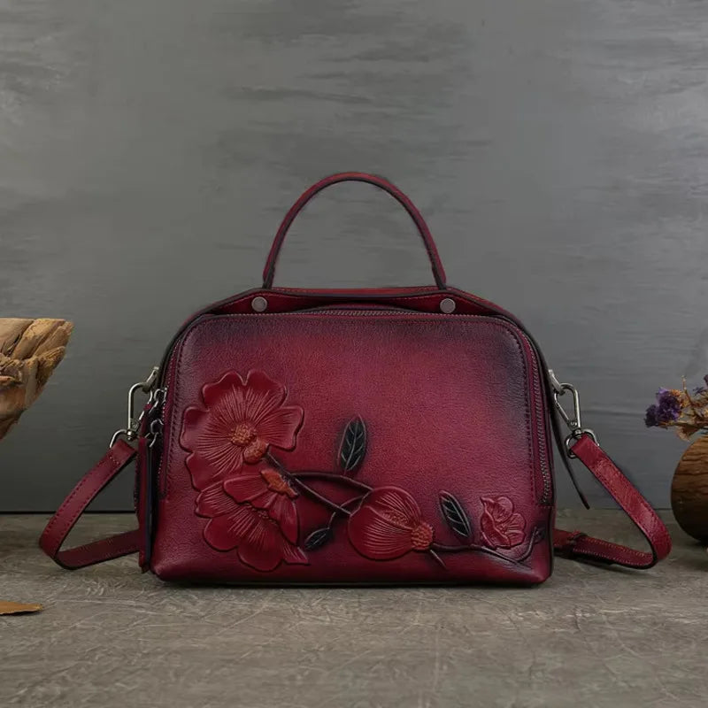 Bolsa Verona Vintage – Couro Genuíno com Relevo Artesanal