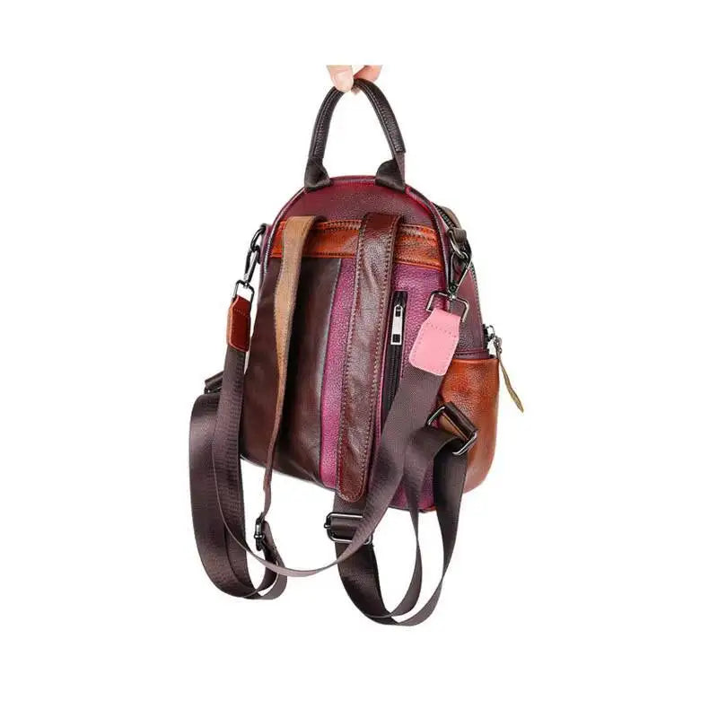Mochila Patchwork Diana Vintage – Em Couro Genuíno Premium