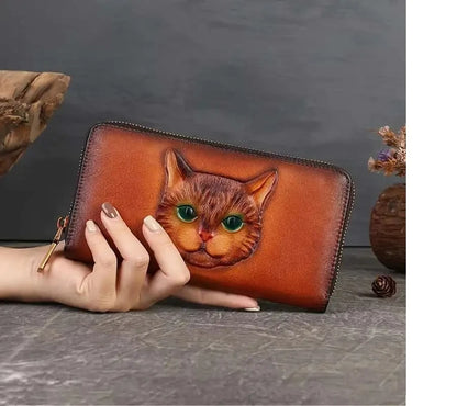 Carteira Gato Luna Vintage – Em Couro Genuíno Premium