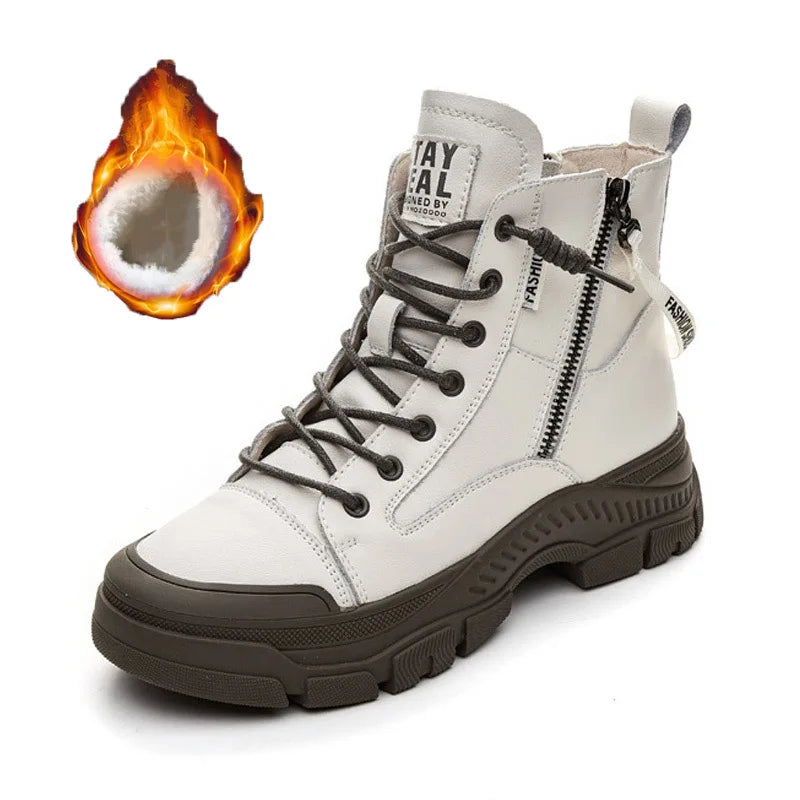 Bottes pour femmes GKTINOO en cuir véritable à semelle épaisse et élégantes