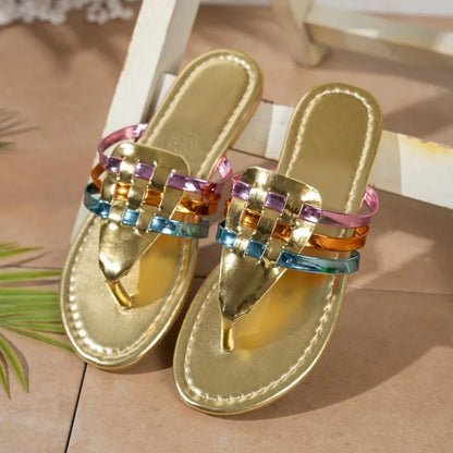 Celeste Arco-Íris – Chinelos Rasos Multicoloridos